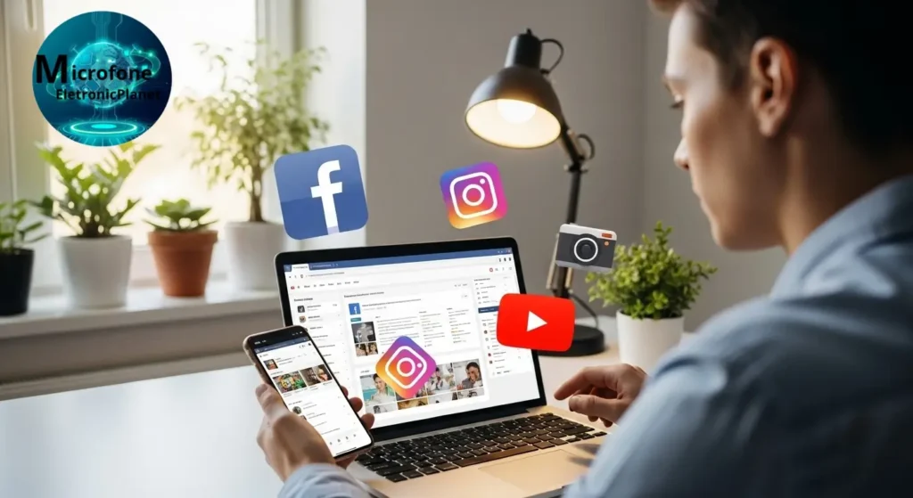 Usuário acessando as redes sociais oficiais do Microfone EletronicPlanet.